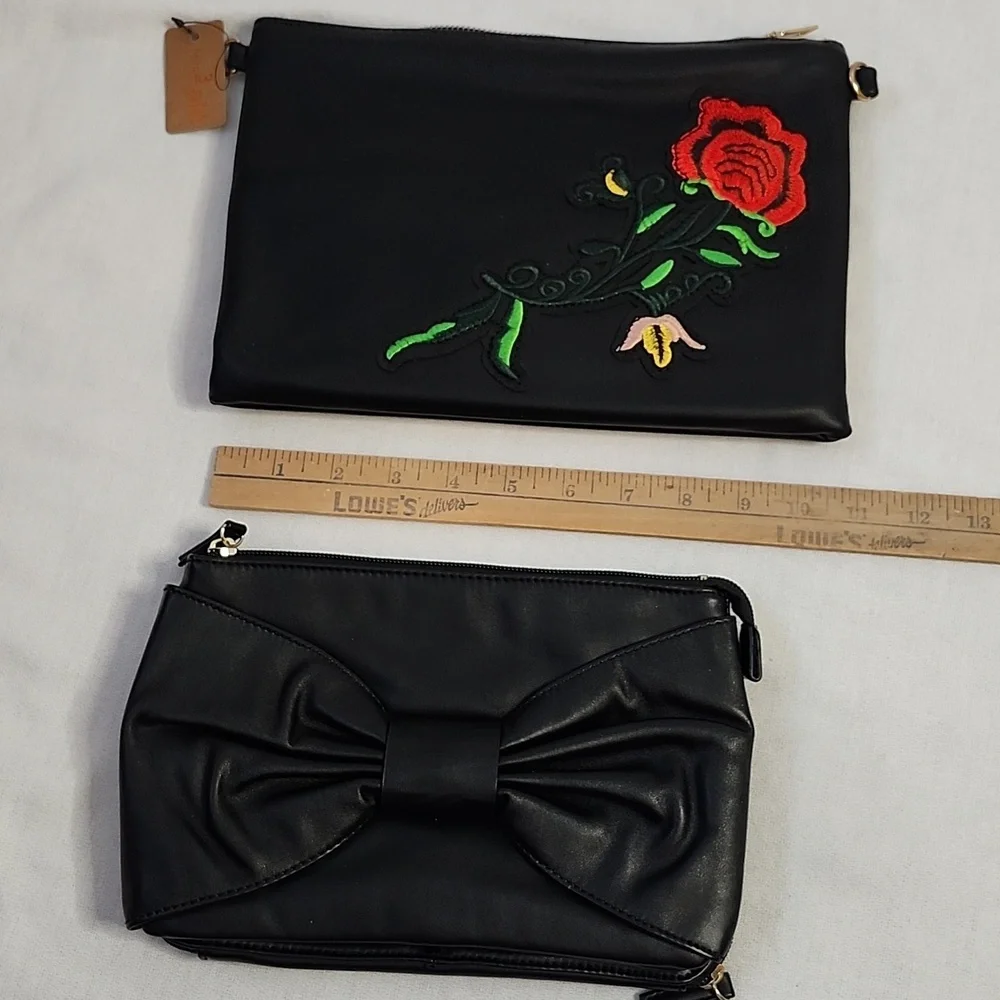 Avon Bow & Hello 3am Embroidered Crossbody/Clutch Bag Set
